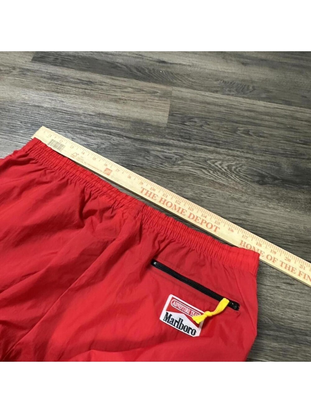 Vintage 90s red Marlboro baggy wide legged track pants retro fit cuffed Large - Picture 6 of 8